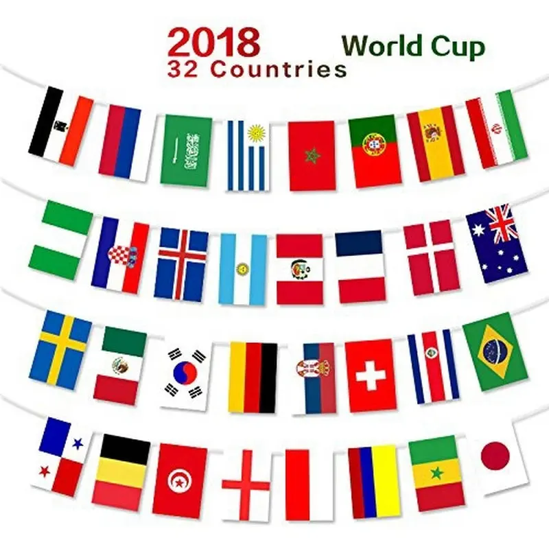 

2018 Russia World Cup Flags Banner, 32 Countries String Flag Bunting 8''x 12'' for Bar Party,Fans,Sport Clubs Decoration