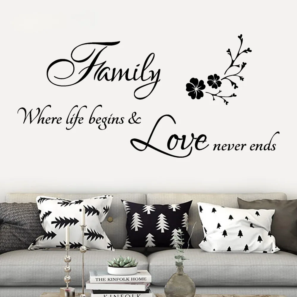 

Bedroom Living Room Wall Stickers Family Letter Quote Removable Butterfly Alphabet Vinyl Art Decal Self Adhesive Wall Stickers