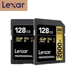 Lexar флешка SD Card профессионального 2000x высокое Скорость 300 МБ/с Class 10 флэш-карты памяти для 3D 4 K видео в формате Full HD Камера