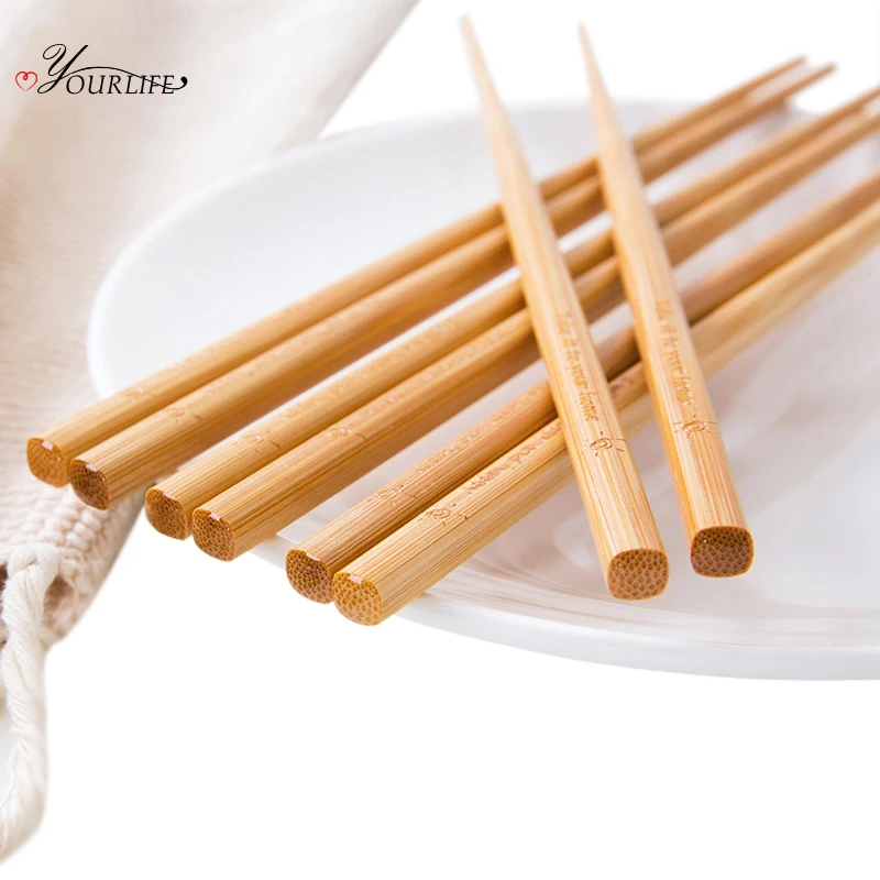 

OYOURLIFE Japanese Style Bamboo Chopsticks Five Pairs Household Beautiful Creative Tableware Kitchen Restaurant Accessories