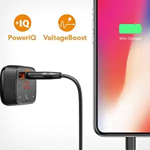 Anker Roav SmartCharge F0 автомобильное зарядное устройство с fm-передатчиком Bluetooth приемник Bluetooth 4,2, 2 usb порта, выход PowerIQ AUX