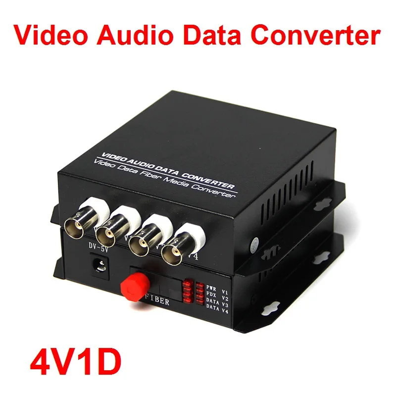 1Pair 4 Channel Video Audio Data Fiber Optic Media Converter