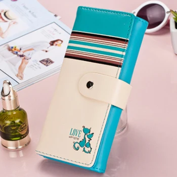 

Cute PU Leather Women Wallet Female Wallet Credit Card Portfolio Money Holder Wallet Money Clip Holder Zipper Long Purse Wallet