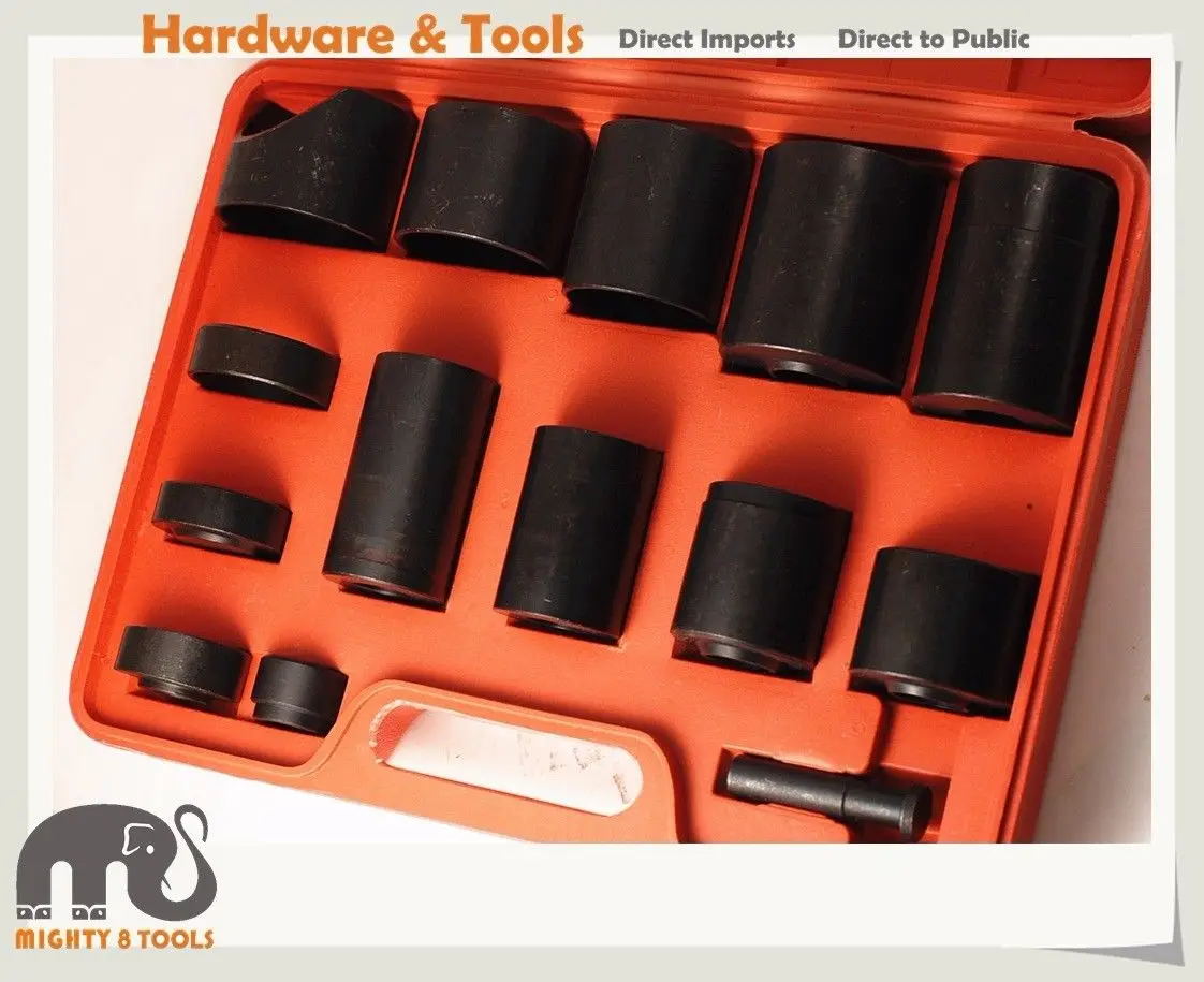 

14pc Master Install Remove Ball Joint Adapter Receiving Tube Set Fit Pulley Hub