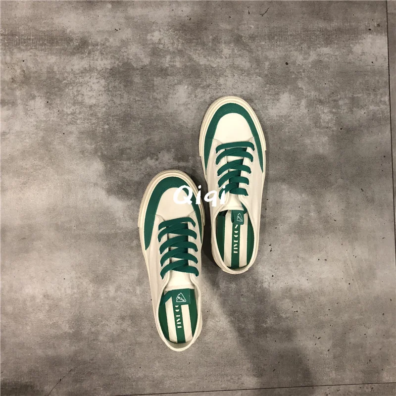 vert Bleu Sauvage 2018 Glisser Nouveau jaune Chaussures Coréenne En Petit De Femmes La Version Moitié Femme Blanc Tissu Toile xavqnT8f