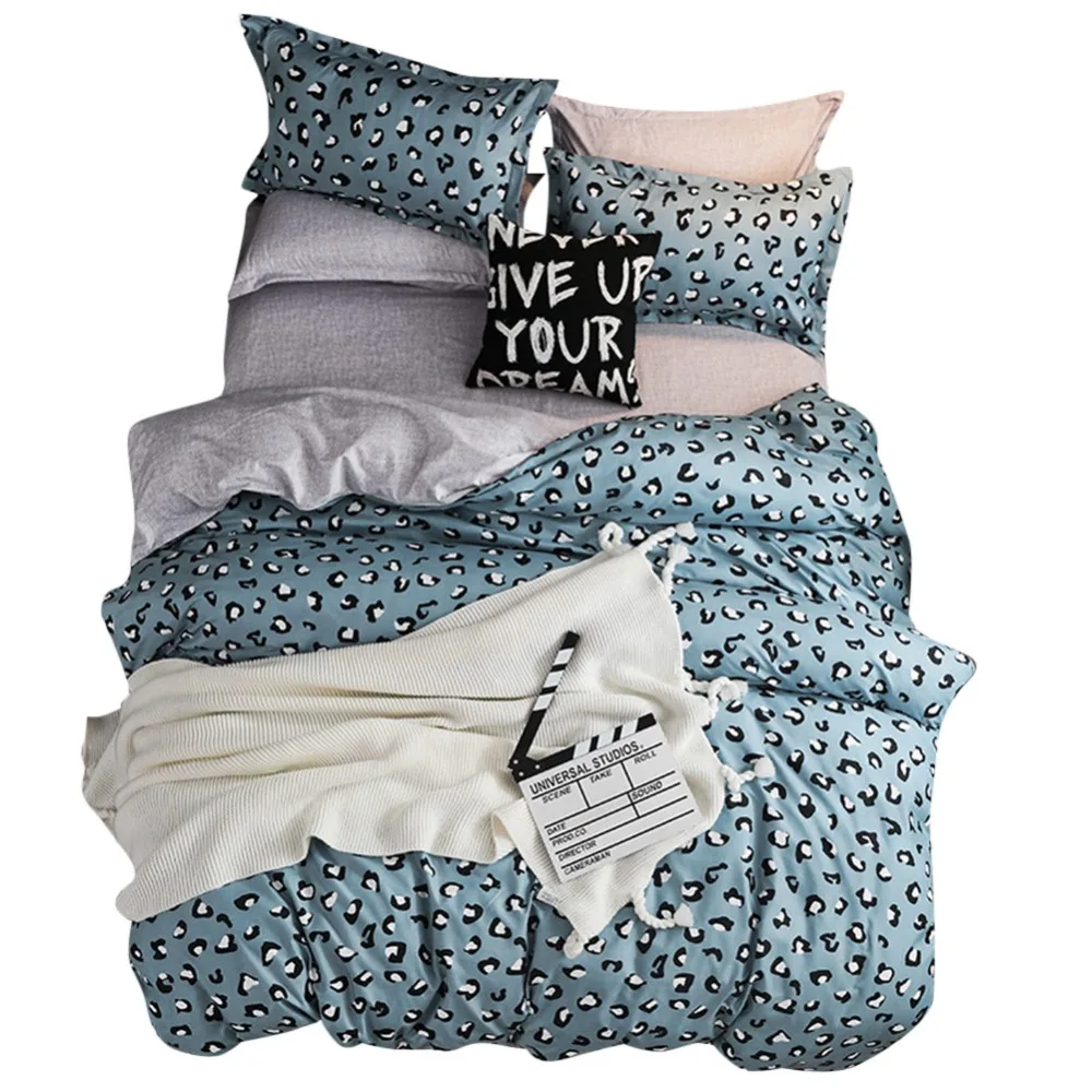 EHOMEBUY 2019 الموضة الحديثة أطقم أغطية أسرة ناعمة الأزرق الأسود Ieopar ثلاثة أو أربعة مجموعات المنزل فندق غرفة نوم الفراش مجموعات جديد وصول