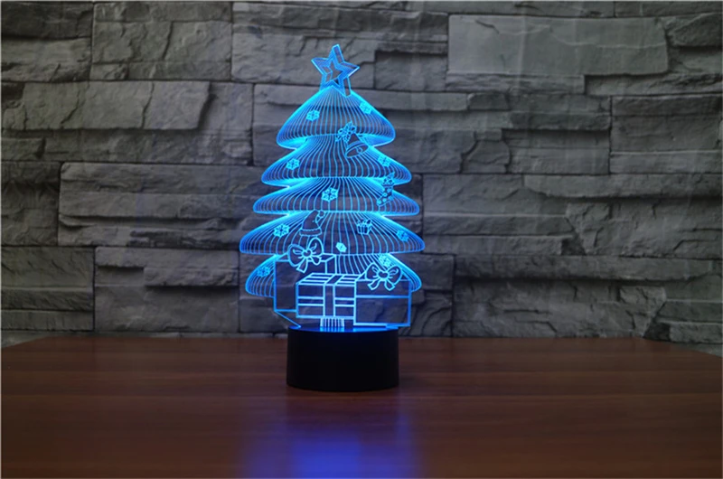 Рождественские подарки дерева 3d светильник светодиодный 3d ночник для ребенка красочный градиент luminarias атмосфера украшения настольная лампа