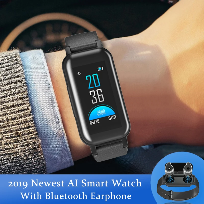 

BANGWEI Newest Men's AI Smart wristband With Bluetooth Earphone Heart Rate Monitor Smart Watch Long Time Standby Sport Watch Men