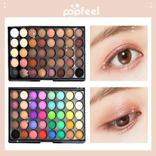 Popfeel 40 Warna Eye Shadow Fashion Eyeshadow Palet Matte Glitter Eye Shadow Makeup Nude Makeup Set Bersinar Nude Make Up kit(China)