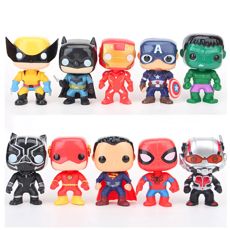 

10 Pcs/set Justice League Superhero Iron Man Spider-Man Black Widow Hawkeye Hulk POP Action Figure Collectible Model Toy B191
