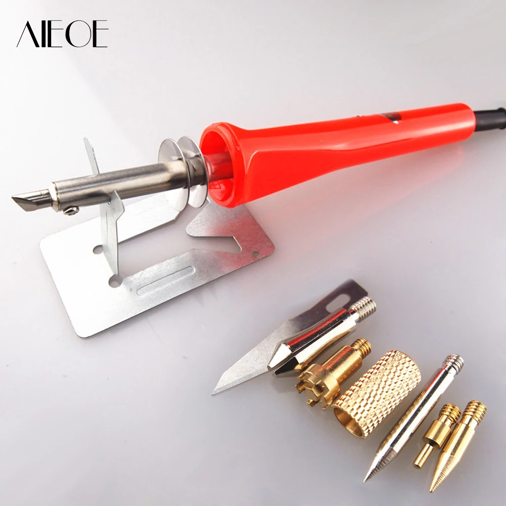 EU US Plug Wood Pyrography Tool 220V 40W Wood Burning Pen Set Soldering