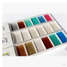 Японские 6 цветных твердых акварельных красок с тремя типами жемчуга/металла/auro, набор художественных красок, школьные Канцтовары