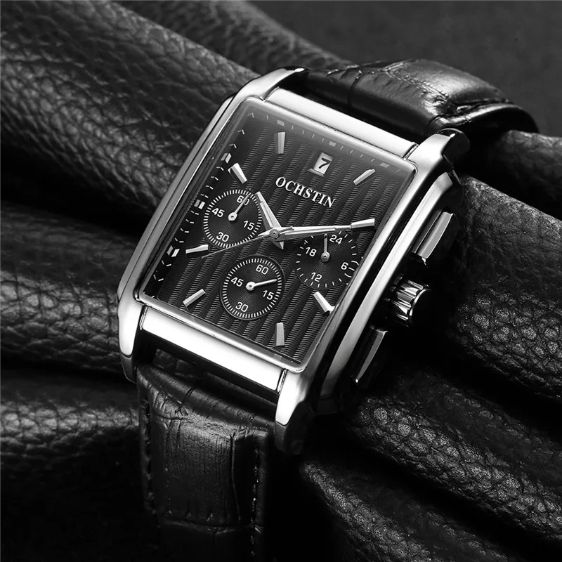 2019 OCHSTIN Military Watch Men Quartz Analog Clock Leather Strap Man Sports Male Watches Army Relo
