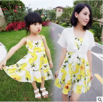 

2016 Summer Brands Family Matching Outfits Beach Long Dress Chiffon Mother and daughter dresses Family Fitted Loose Off Shoulder