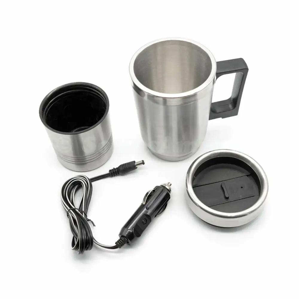 Universal 12V Car AUTO Electric Kettle Heated Stainless Steel Coffee