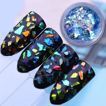 

1 Box Nail Sequins Colorful Glitter Nail Flakes Irregular Paillette Fluorescent Glass Paper Nail Art DIY Design Decoration
