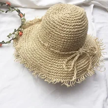 Летние шляпы для женщин Femme Складная Солнцезащитная шляпа Панама Ручной Работы Соломенная шляпа вязаная крючком с большими широкими полями козырек Женская пляжная кепка