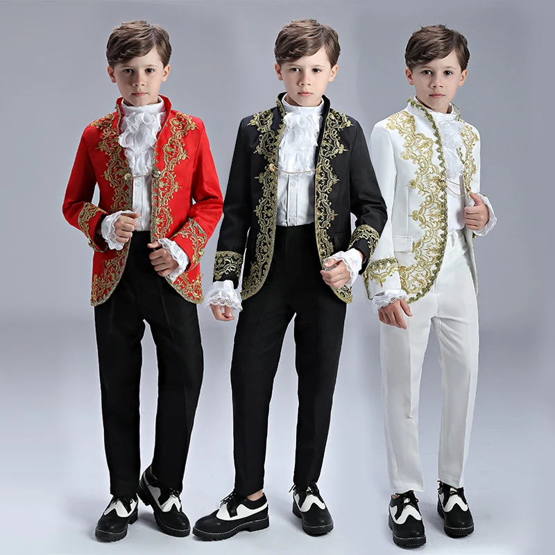 Roupa das Crianças de Alta Terno das Crianças Qualidade Tribunal Europeu Vestido Príncipe Encantador Drama Traje Rpg Estúdio Foto 3 High Quality Mamãe e Bebê