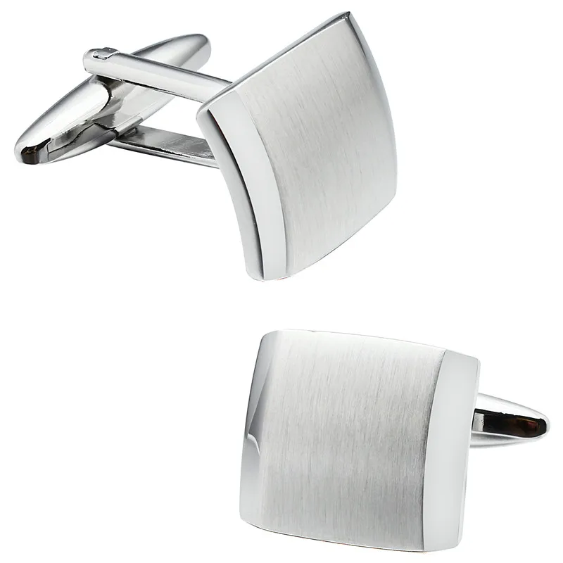 

HAWSON High Quality Silver Color Cufflinks Blank Matte Design French Cuff links for Shirt