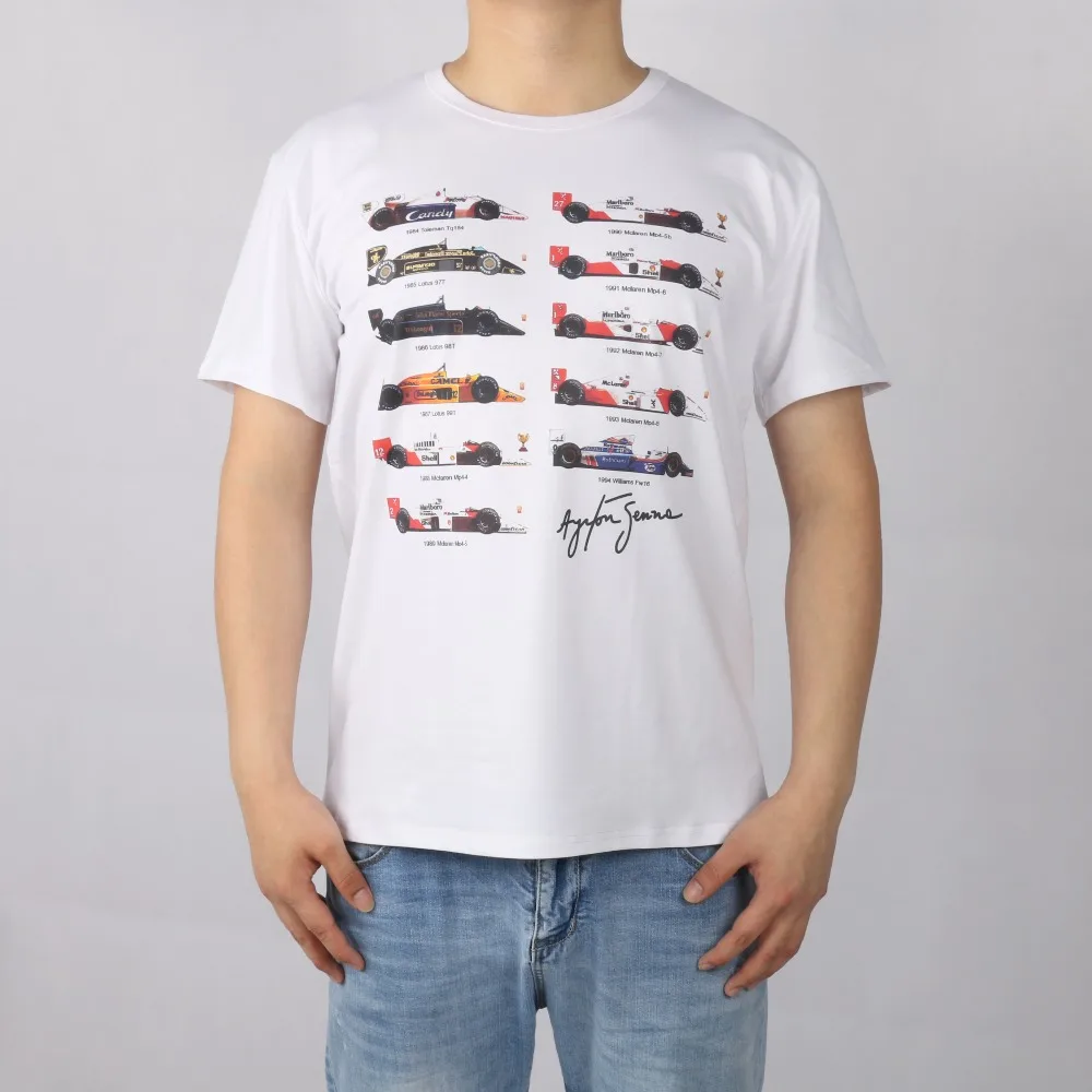 All F1 Ayrton Senna Sennacars T Shirt Auto Champion Men Summer T-shirt Classic Souvenir Shirt Digital Printing Casual Unisex Tee