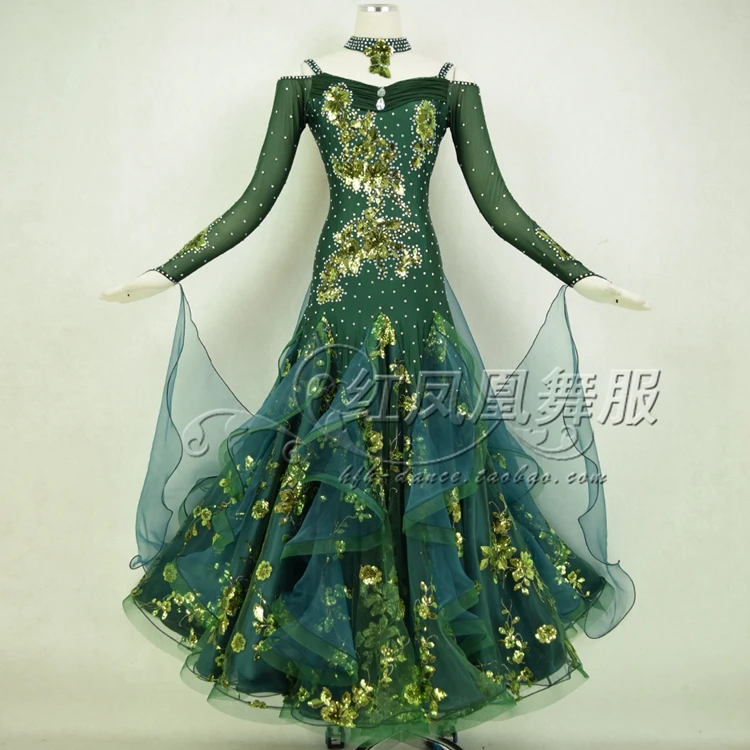 

New Ballroom dance costumes sexy senior embroidery stones ballroom dance dress for women ballroom dance dresses S-4XL BR433