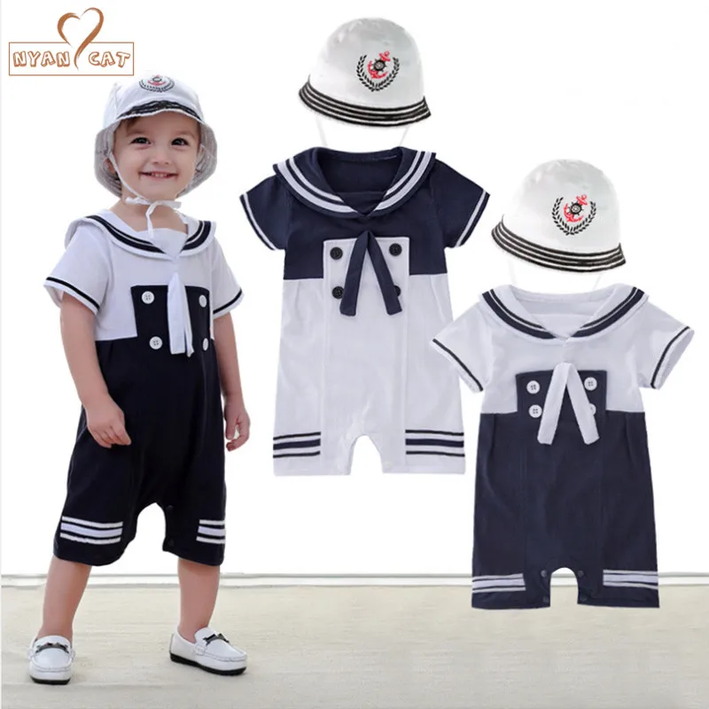 

Nyan Cat Baby girl boy clothes 2018 infant short sleeve navy marine romper +hat toddler summer clothing set cute baby clothes