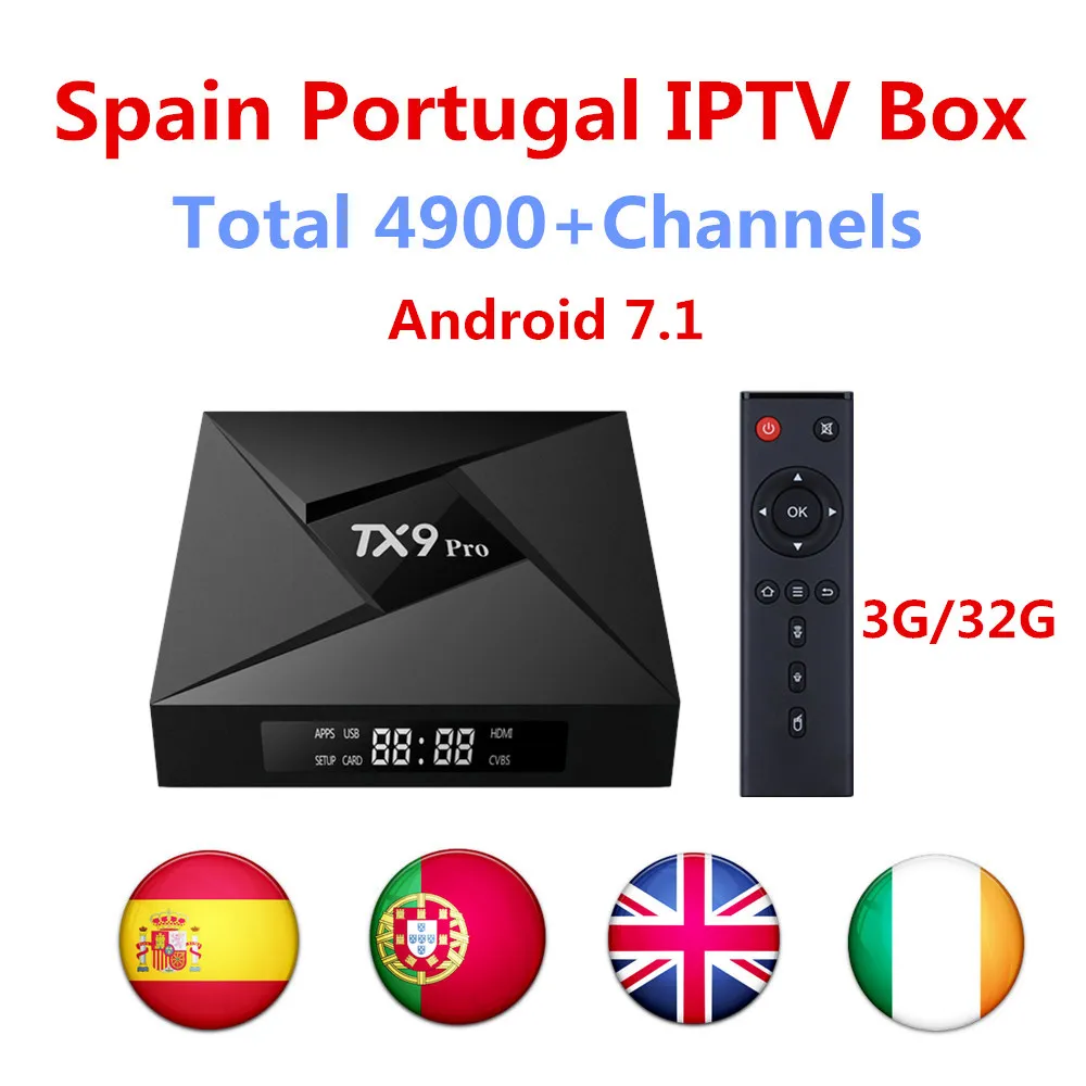 

TX9 PRO IPTV box Android 7.1 tv box Amlogic s912 best Spanish iptv 4900+live Europe Portugal France UK Turkey vod smart tv box