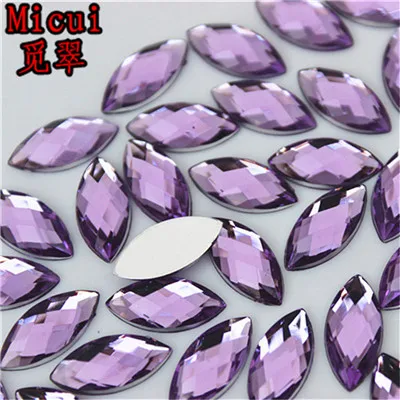 Micui 200 шт 7*15 мм акриловые стразы с конским глазом разных цветов, стразы с плоской задней стороной, кристалл, камень для одежды, платье, ремесло ZZ686 - Цвет: Purple