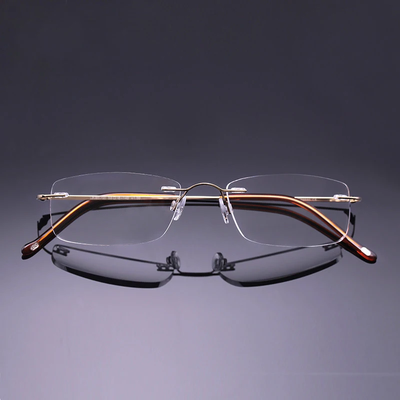 

Rimless Reading Glasses Women Men Transparent Blue Light Blocking Frameless Computer Glasses Ultralight portable pure titanium