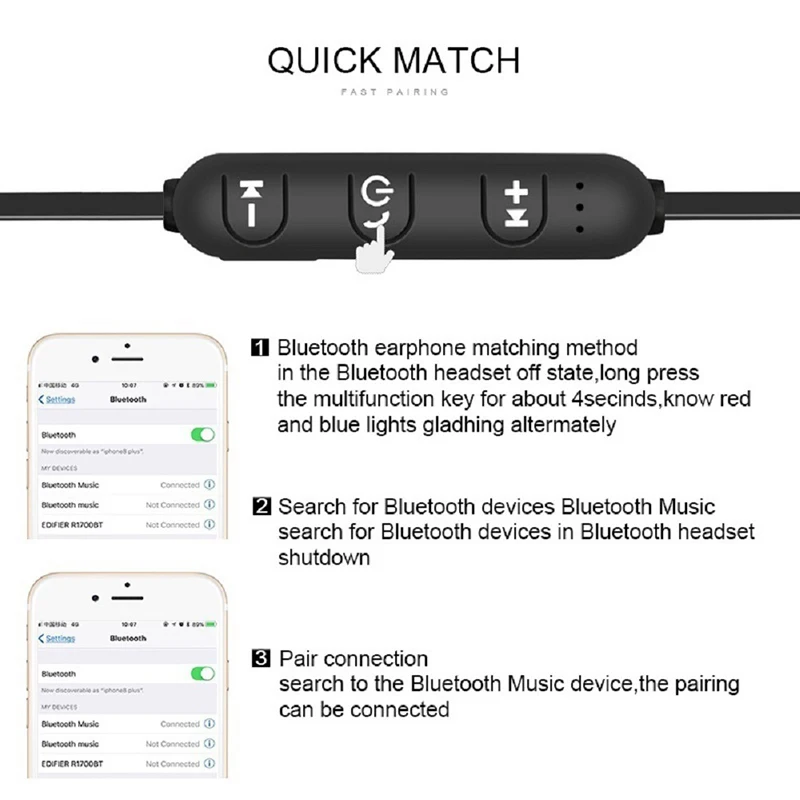 Магнитные Bluetooth наушники спортивные беспроводные наушники-вкладыши bluetooth-гарнитура стерео громкой связи Наушники с микрофоном для IOS Android