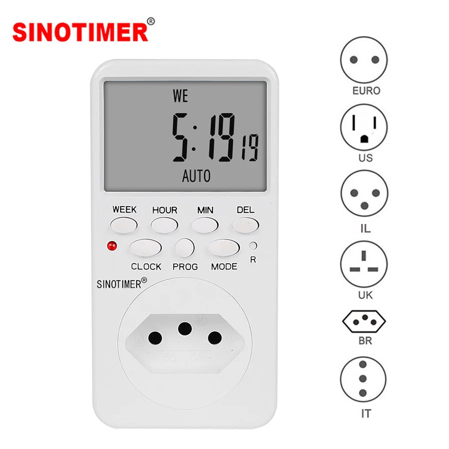 

TM519 BR EU UK US IL IT 220V 110V Time plug Timer AC UK Plug Power Socket Timer Switch Outlet Time Clock Programmable Plug