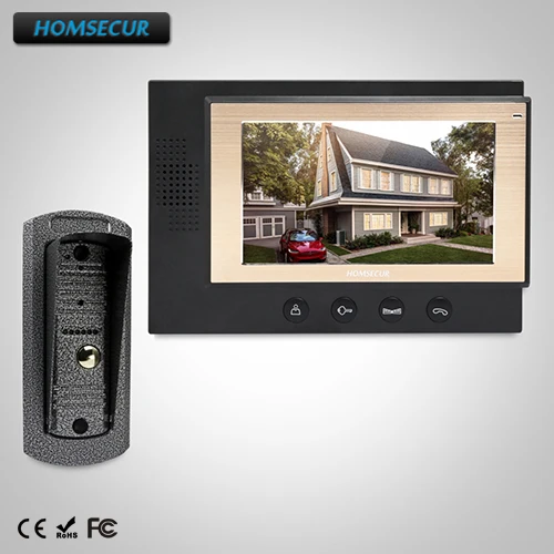 HOMSECUR 7 "Проводной идео и Аудио Смарт дверной Звонок  + Металлический Корпус  Камера для квартиры (TC041 + TM701-B)