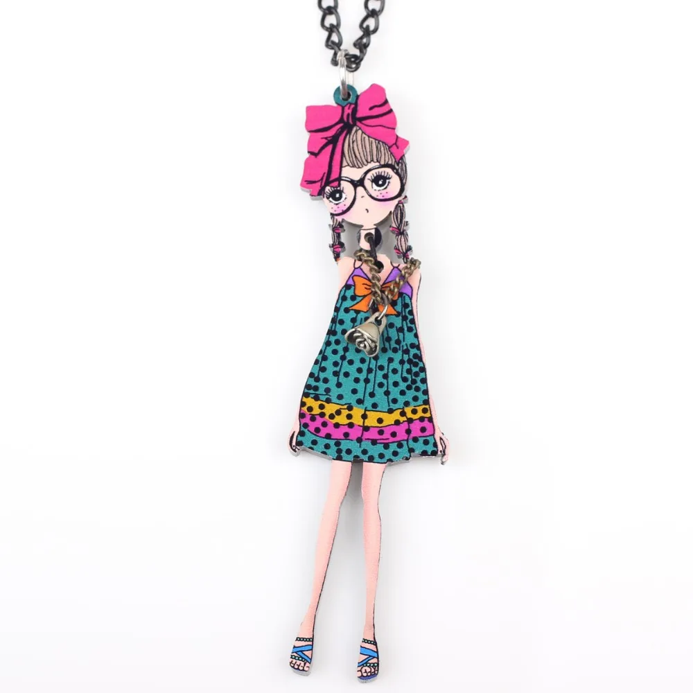 Bonsny Brand Girl Necklace Pendant Acrylic 2015 News Accessories Spring Summer Cute Design