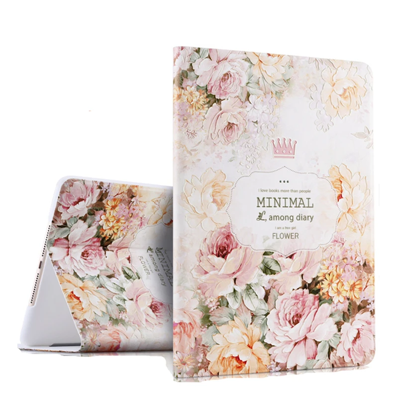 

Case for iPad 9.7 2018 3D Releif Painting Tablet Stand Magnet Smart Cover Auto Sleep/Wake for iPad 9.7 inch 2017 Capa Para +Pen