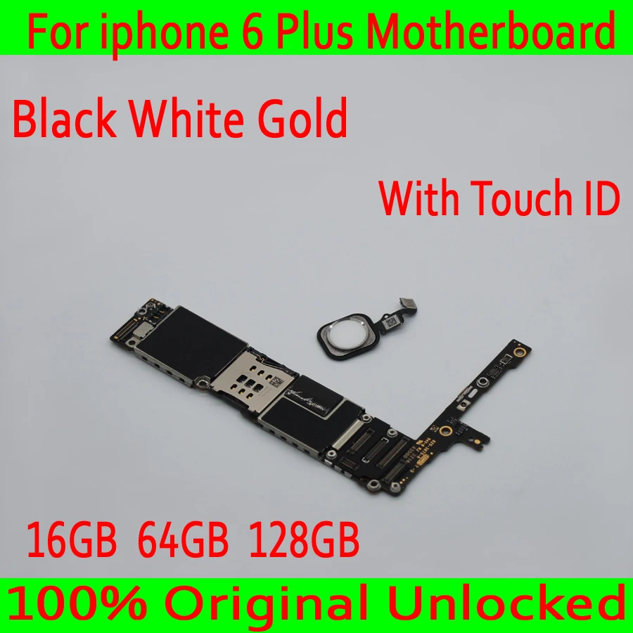 

Original unlocked for iphone 6 Plus Motherboard with Touch ID, Free iCloud for iphone 6 Plus Logic board +Chips ,16GB 64GB 128GB