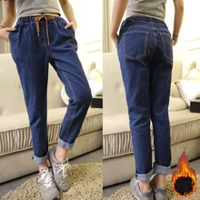 Lguc. H зимние женские утепленные джинсы размера плюс Джинсы бойфренда женские бархатные теплые джинсы женские брюки большого размера 5xl XL