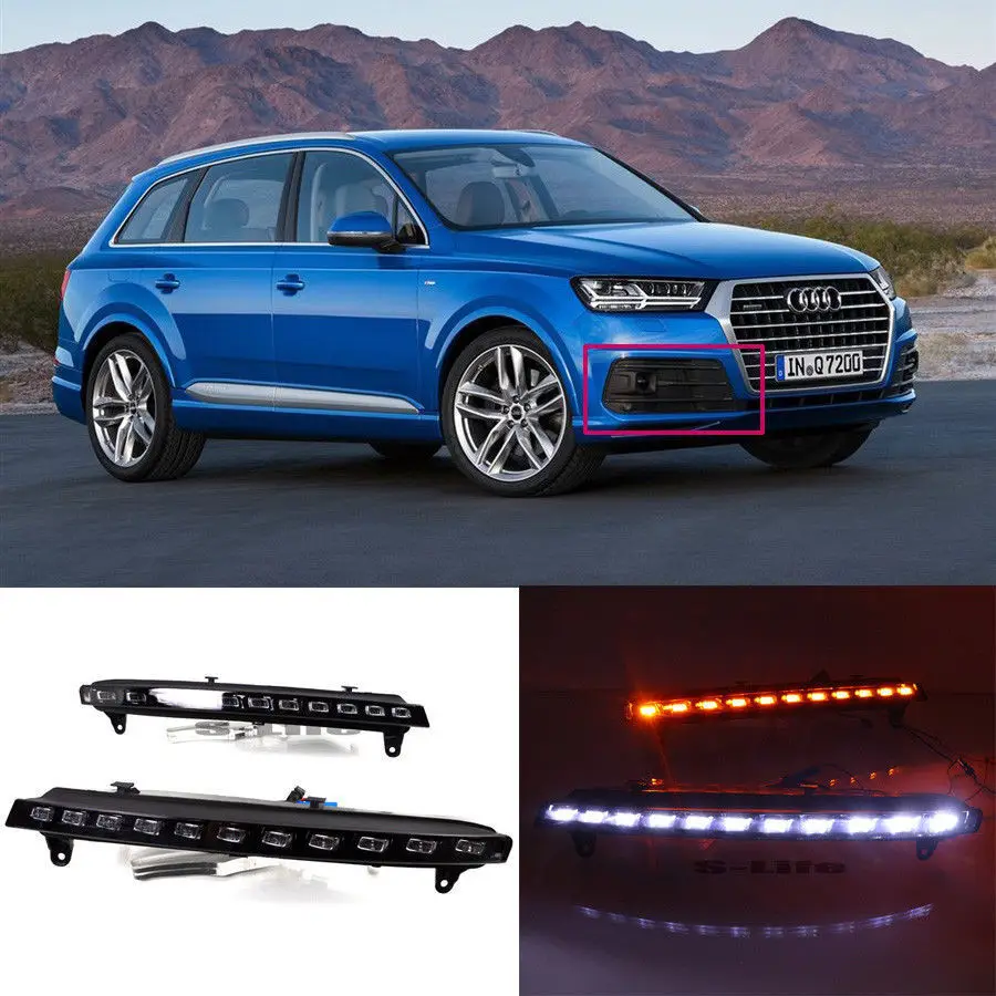LED Daytime Running Light Yellow Turn Signal Light Functions For AUDI