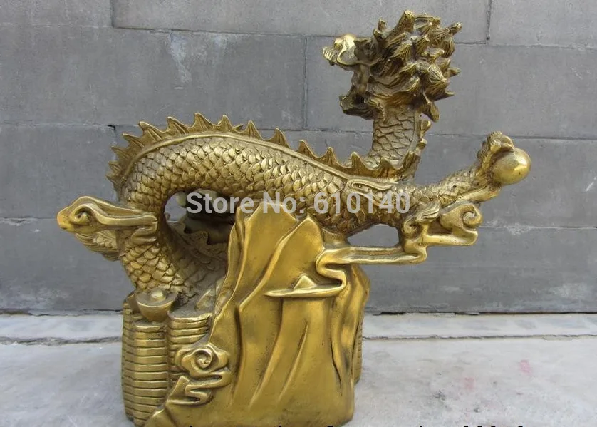 

Chinese Royal Brass Copper Feng Shui Lucky Wealth Zodiac YuanBao Coin Dragon