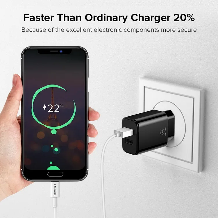 MCDODO سريع 2.4A USB السفر جدار تهمة الاتحاد الأوروبي التوصيل الهاتف المحمول محول الشحن ل فون Xiaomi سامسونج هواوي واحد زائد شاحن
