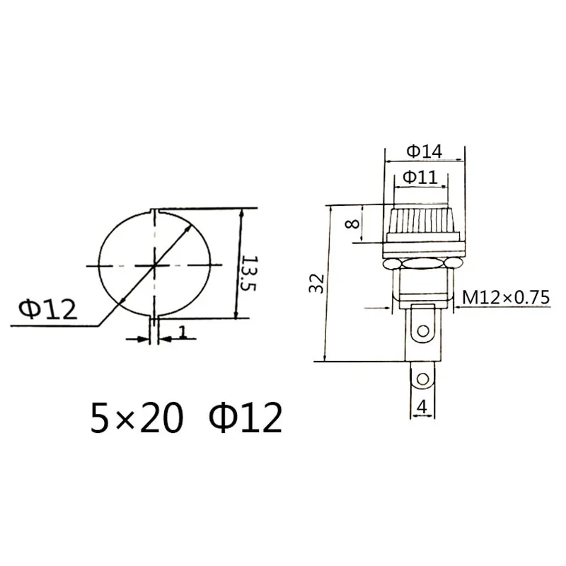 5 pcs/lot 5*20mm 10A 250V Glass Fuse holders 5x20 Black Insurance Tube Socket Panel Mount Fuse Socket Copper