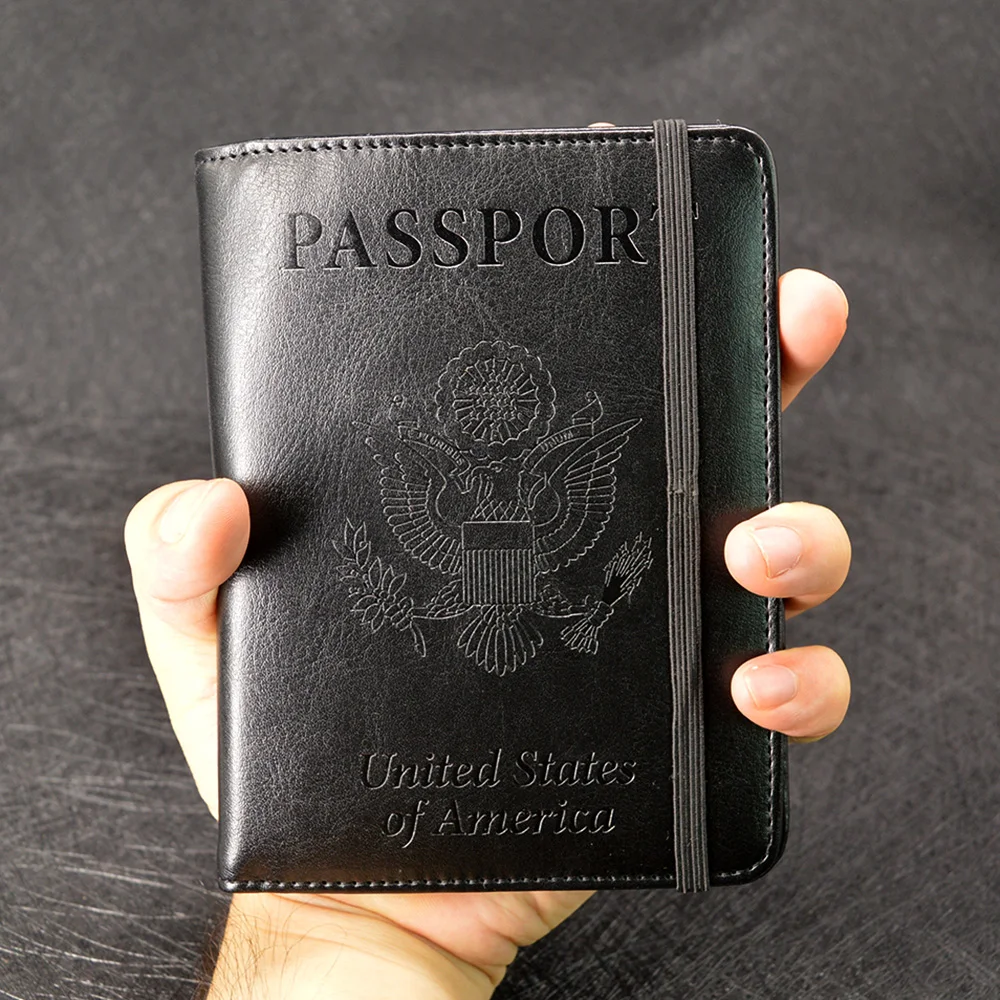 Rfid Блокировка США Обложка для паспорта для женщин США Обложка для паспорта Американский чехол для паспорта для девочек чехол для паспорта кошелек - Цвет: Черный