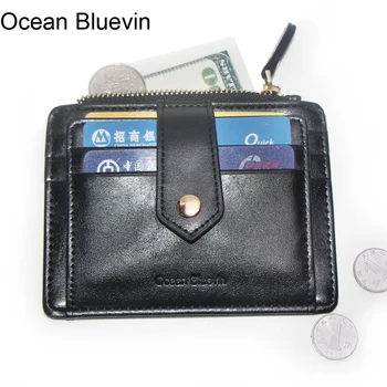 

Ocean Bluevin Quality Men Driver License ID Holders Quality 2 Folds Lightweight Zipper Buckle Credit Card Holder Cateira Wallet