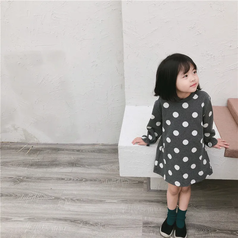 Новое поступление, платье в горошек для девочек осенние модные платья для девочек 1-6 лет