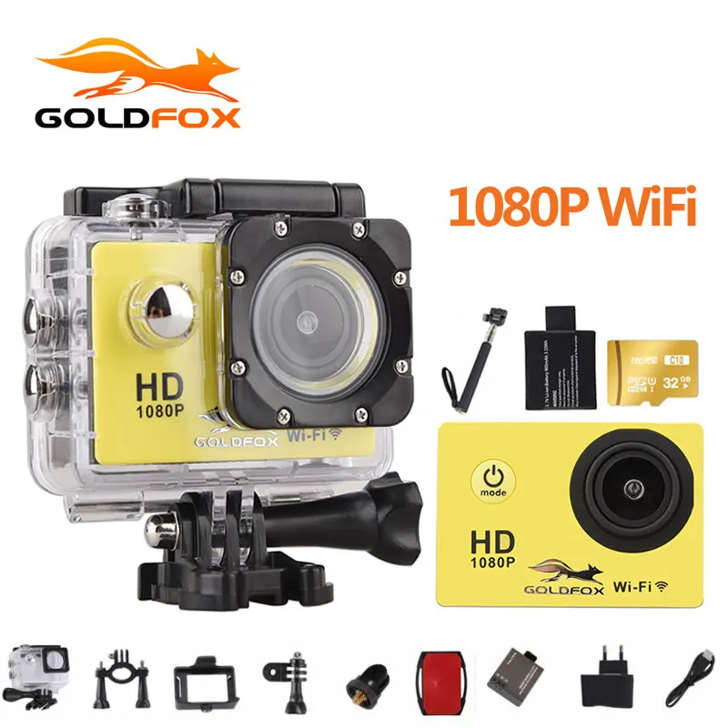 

Goldfox 1080P Wifi Action Camera 2.0" 170D Underwater 30M Waterproof Sports DV go Diving pro cam Bike Helmet Cam Mini Camcorder
