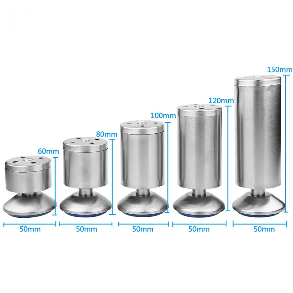 4 шт./компл. Регулируемая по высоте мебель ножки ноги серебро Нержавеющая сталь стол кровать диван уровень ножки шкафа ноги