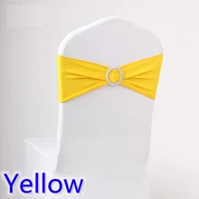 Желтый цвет свадебный стул створки повязка из спандекса с алмазной пряжкой для чехлы на стулья из лайкры галстук-бабочка спандекс лента на продажу