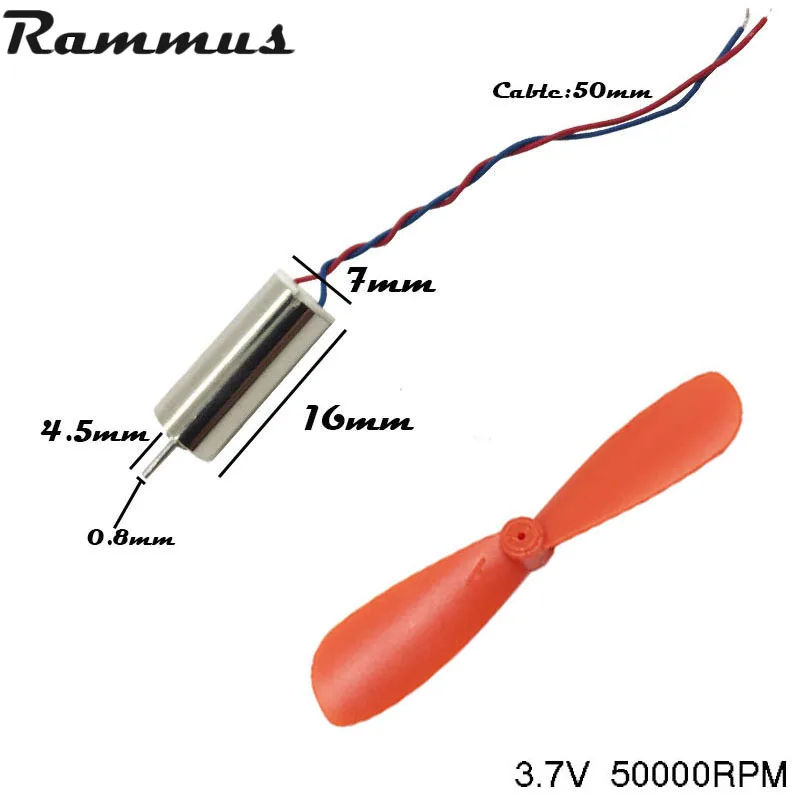 Rammus 2 шт./компл. DC3.7-4.2V 7*16 мм микро DIY RC вертолет, коррозийных свойствах, 716DC мотор с пропеллером большой вращающий момент высокое Скорость моторные игрушки