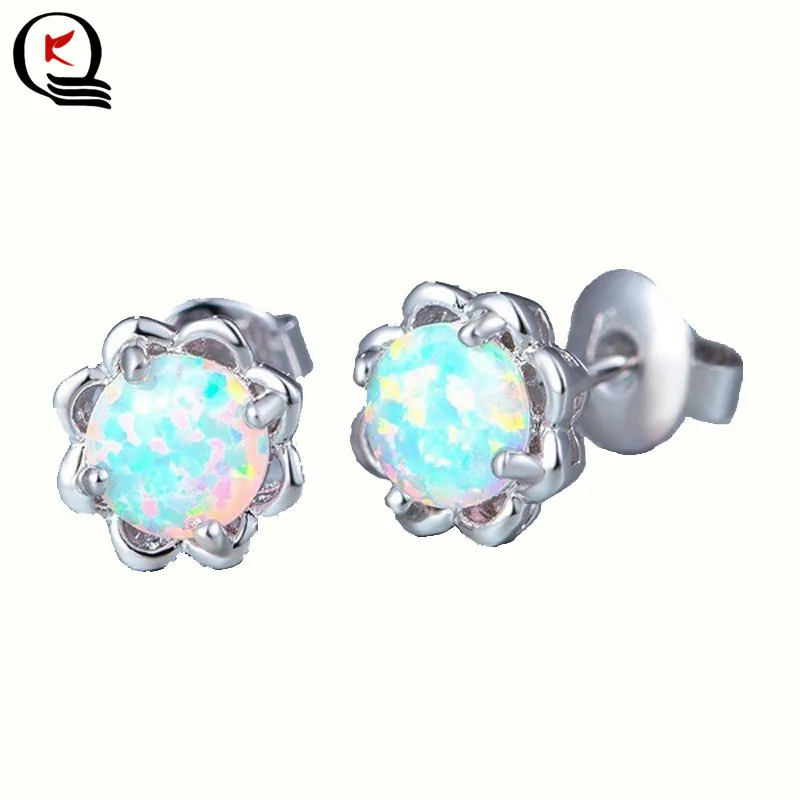 

New Fashion Sterling Silver Fire Opal Stud Earrings Trendy Engagement Wedding Party Earrings Fine Gifts Jewelry For Women