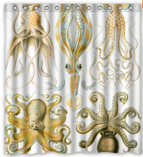 Vintage Octopus Popular 180x180cm Classical Custom Shower Curtain High Quality Polyester Bath | Дом и сад