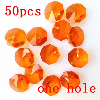 

14mm Orange Red Crystal Octagonal Beads With 1 Hole Chandelier Parts Strands Garlands Hanging Curtain Interior Decoration